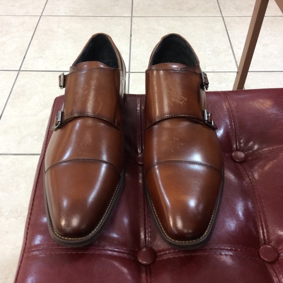 Stacy adams bayne cognac double monk strap dress shoes Clearance
